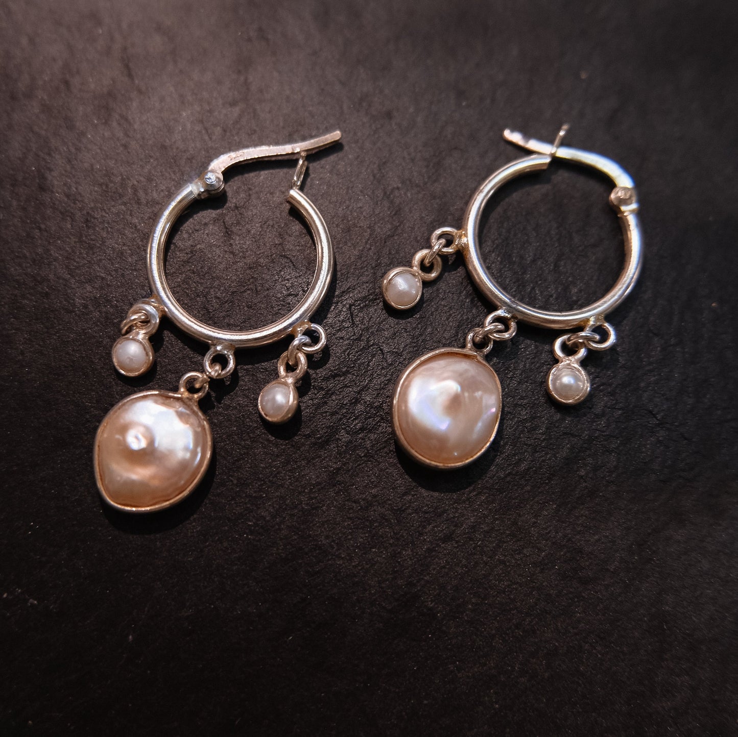 Pearl Drop Hoop Earrings