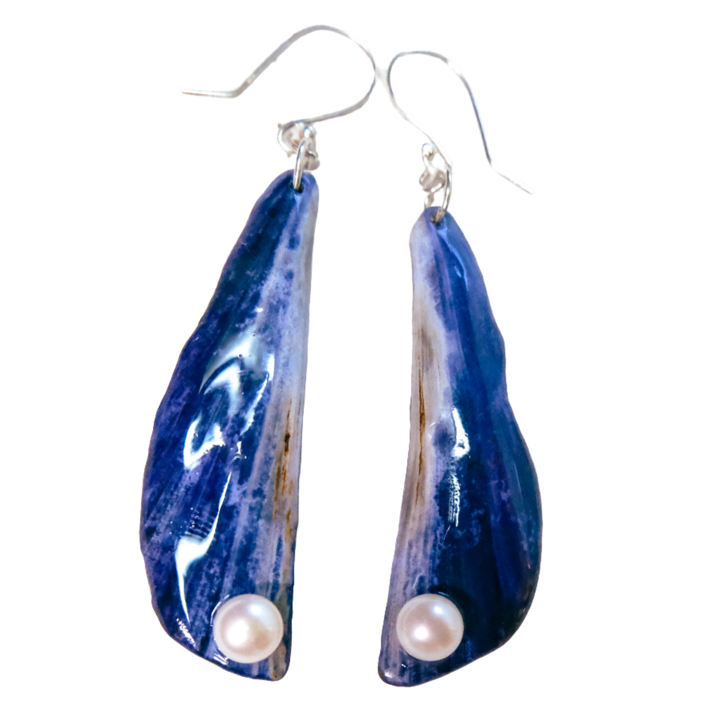 Blue Mussel Shell: Blue Wave Earrings