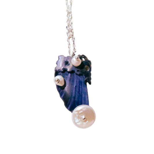 Blue Mussel Shell: Midnight Tide Pendant