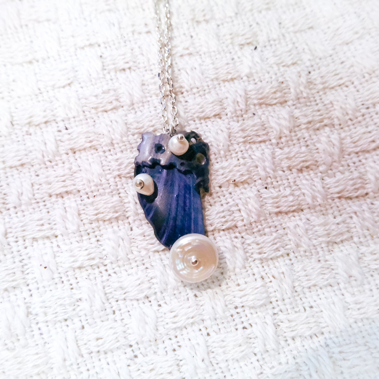 Blue Mussel Shell: Midnight Tide Pendant