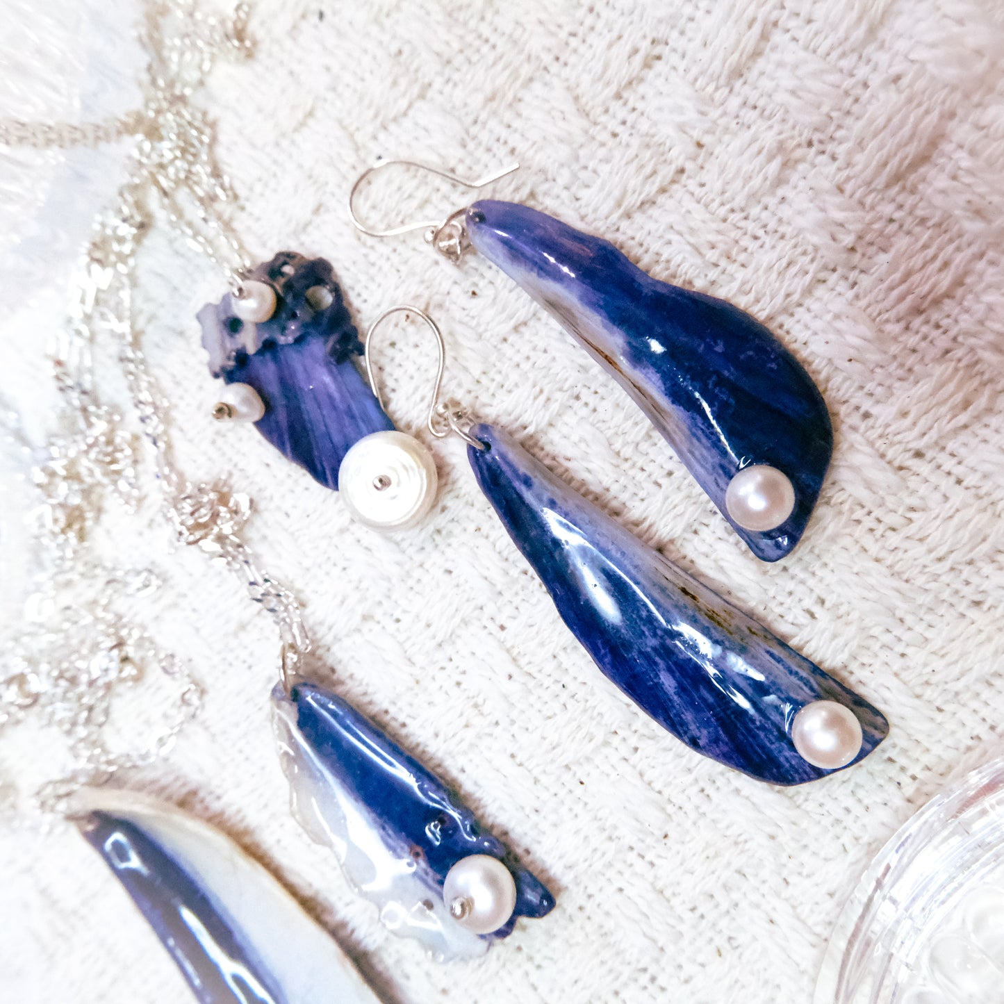 Blue Mussel Shell: Midnight Tide Pendant