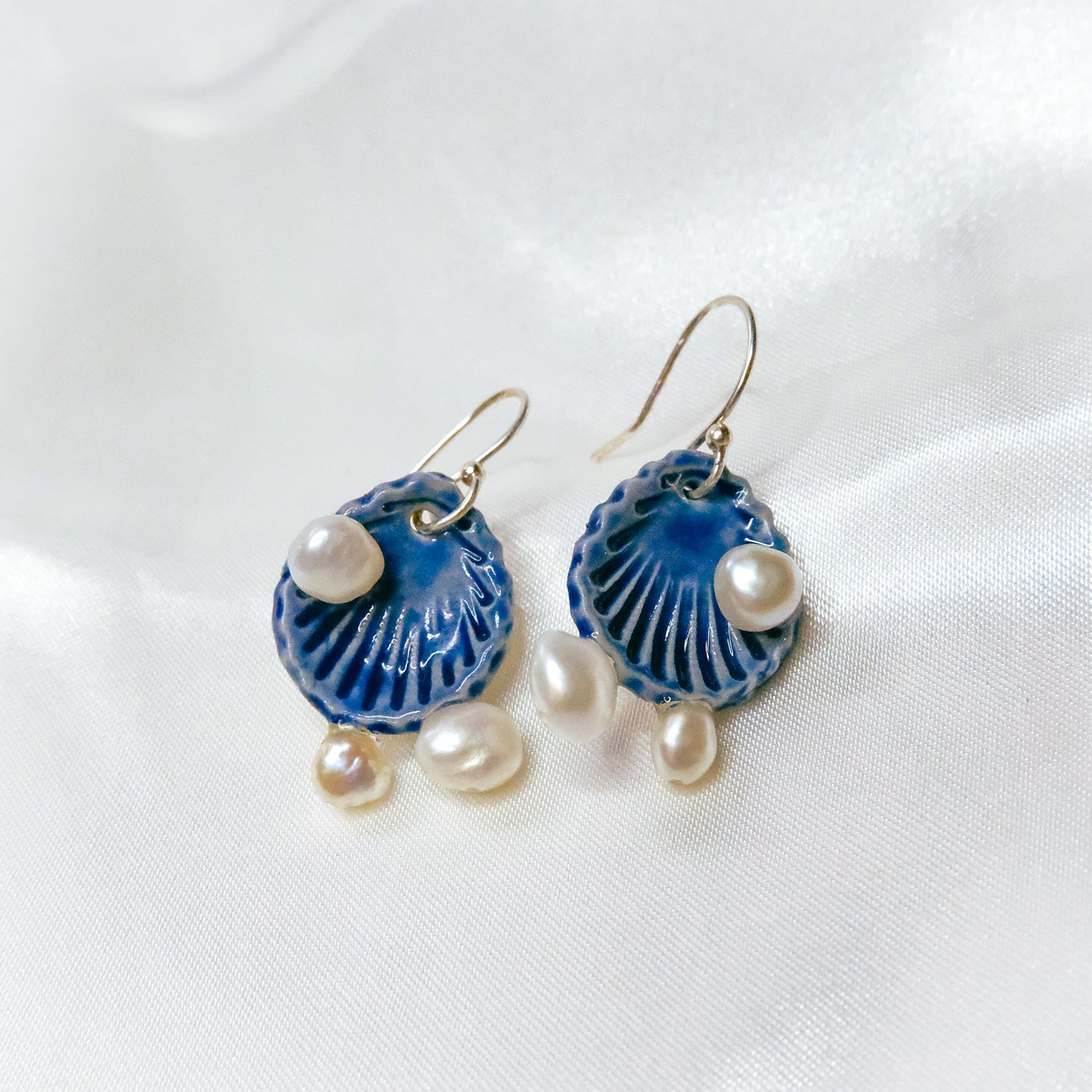 Blue Scallop Pearl Earrings