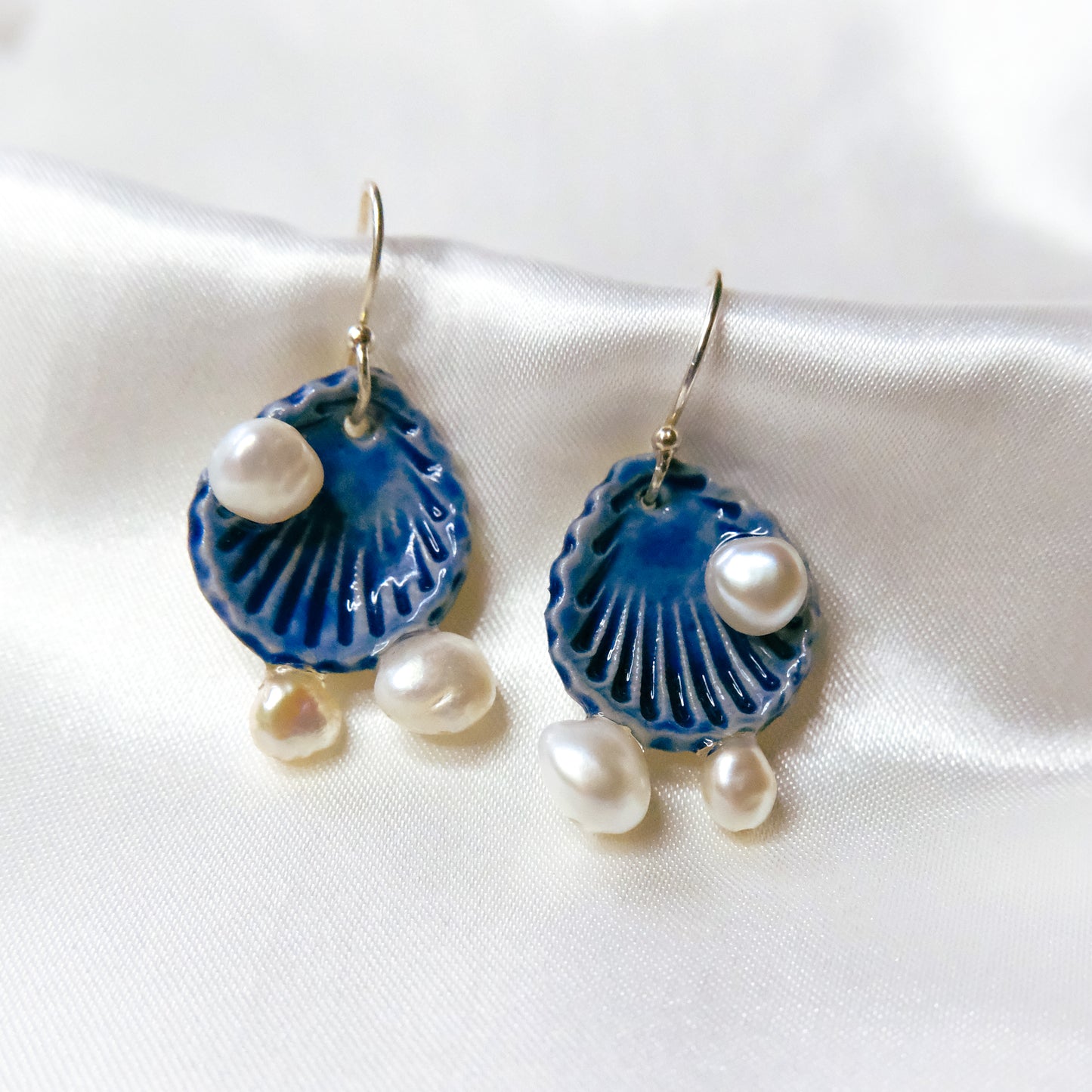 Blue Scallop Pearl Earrings