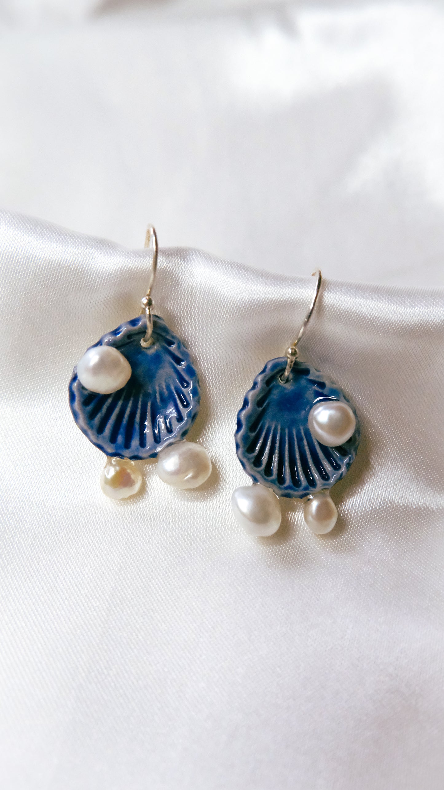 Blue Scallop Pearl Earrings