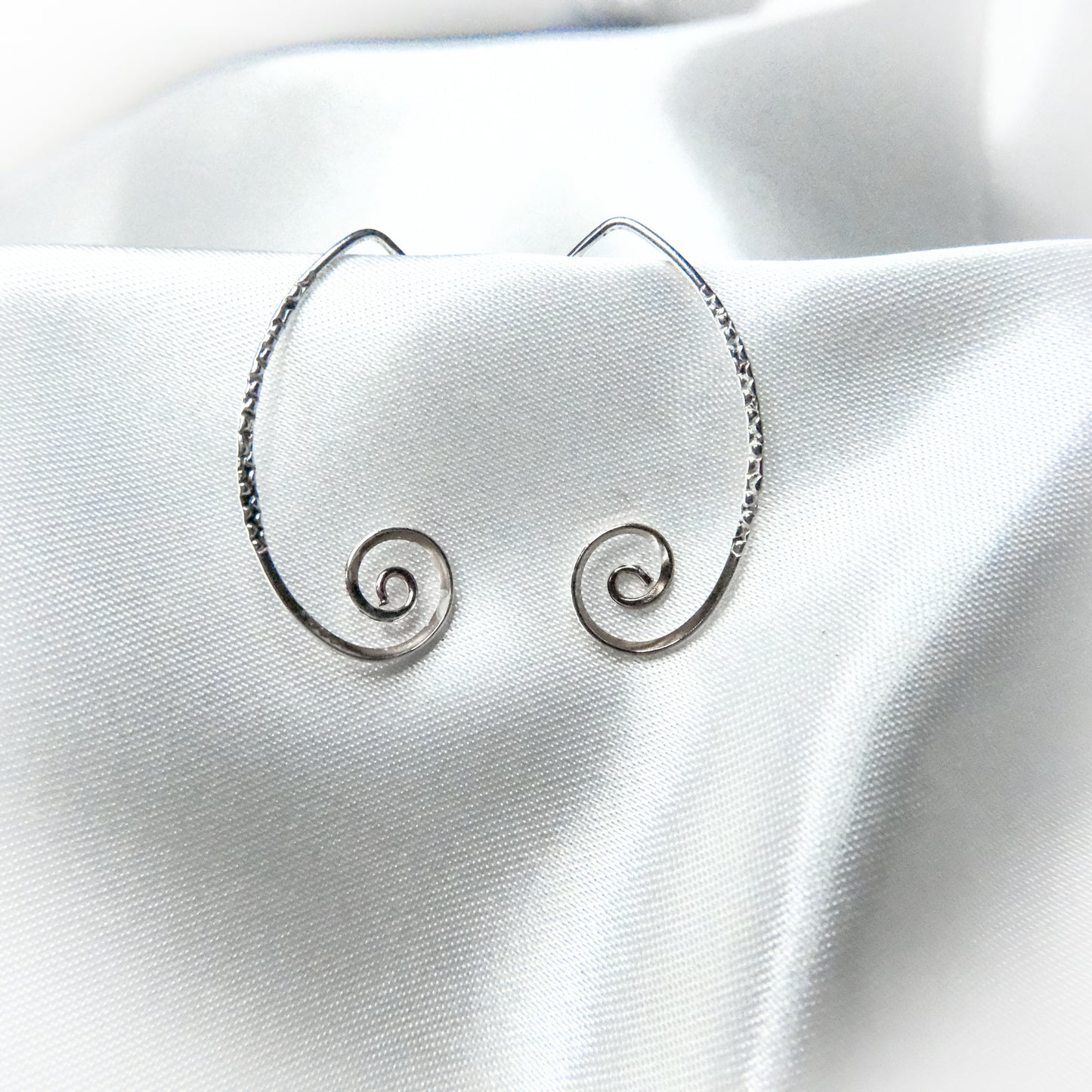 Silver Spiral Hoop Earrings