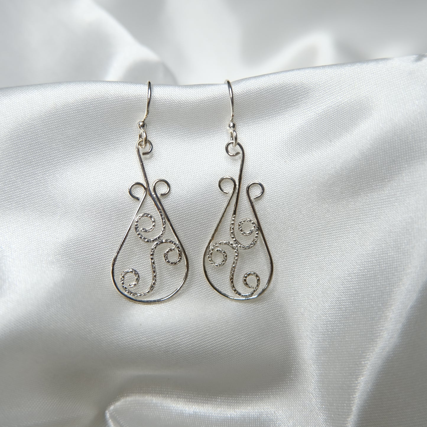 Sterling Silver Swirl Teardrop Earrings