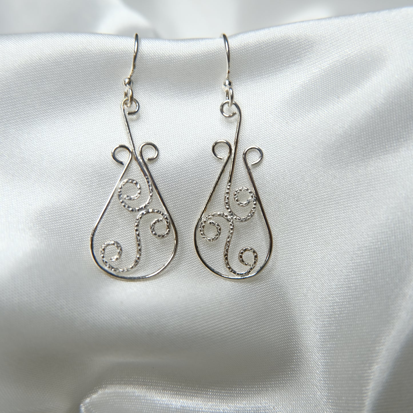 Sterling Silver Swirl Teardrop Earrings