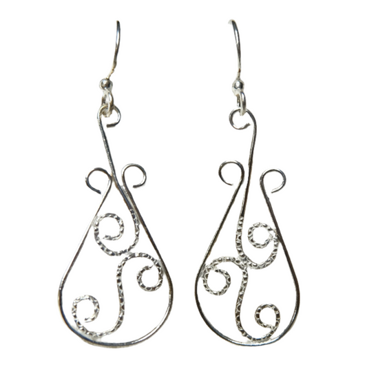 Sterling Silver Swirl Teardrop Earrings