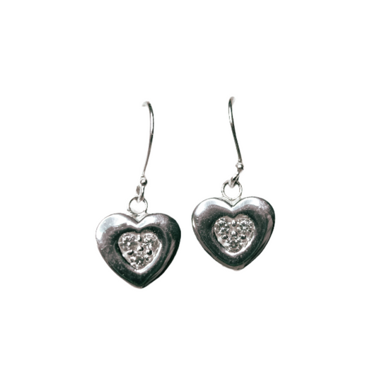 Sterling Silver Heart Drop Earrings