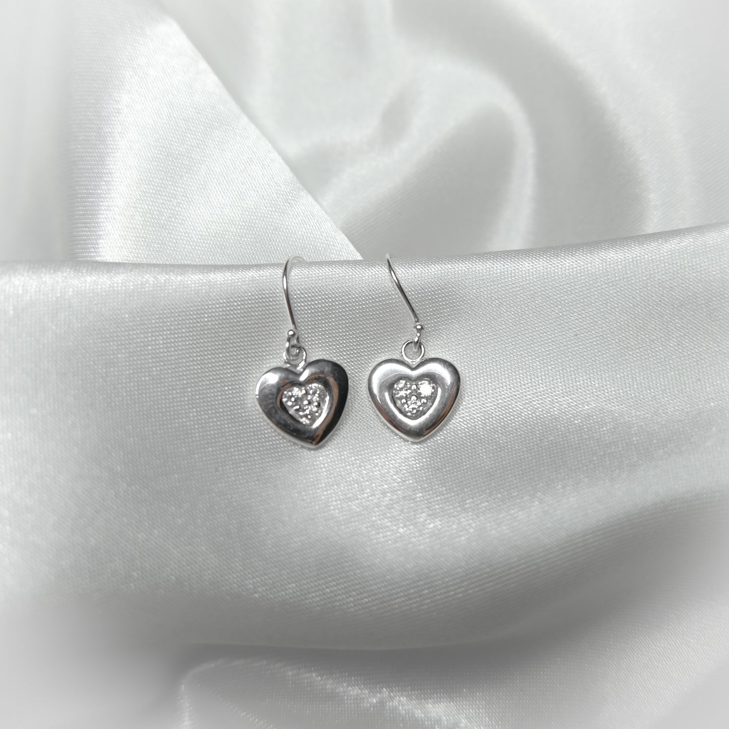 Sterling Silver Heart Drop Earrings