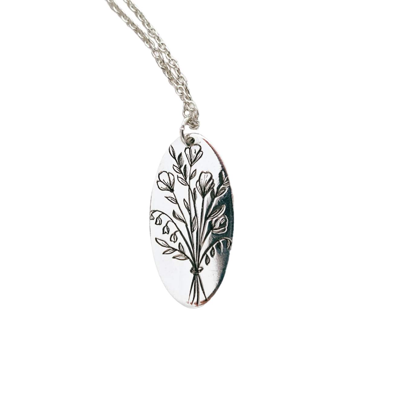 Forever Flowers Engravable Sterling Silver Necklace